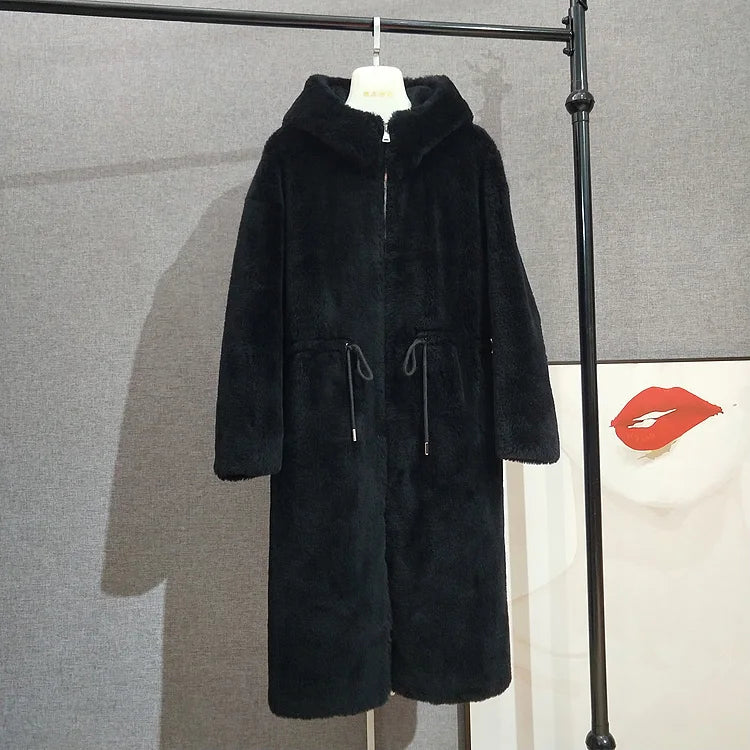 Long Real Fur Hooded Parka Coat