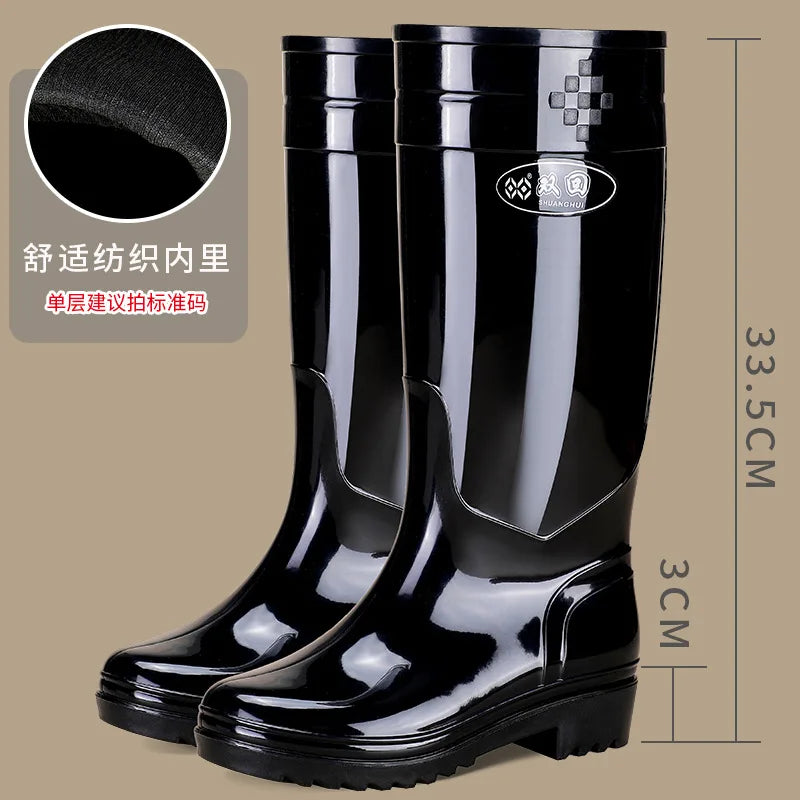 Bright Green Knee High Rain Boots With Antislip Sole for Women