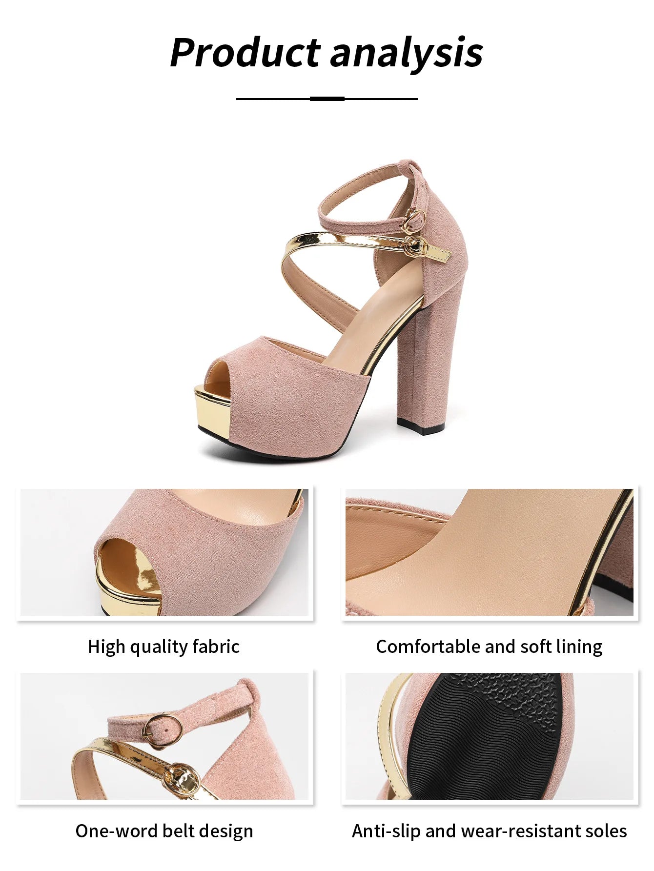 Peep Toe Square Heel Platform Sandals