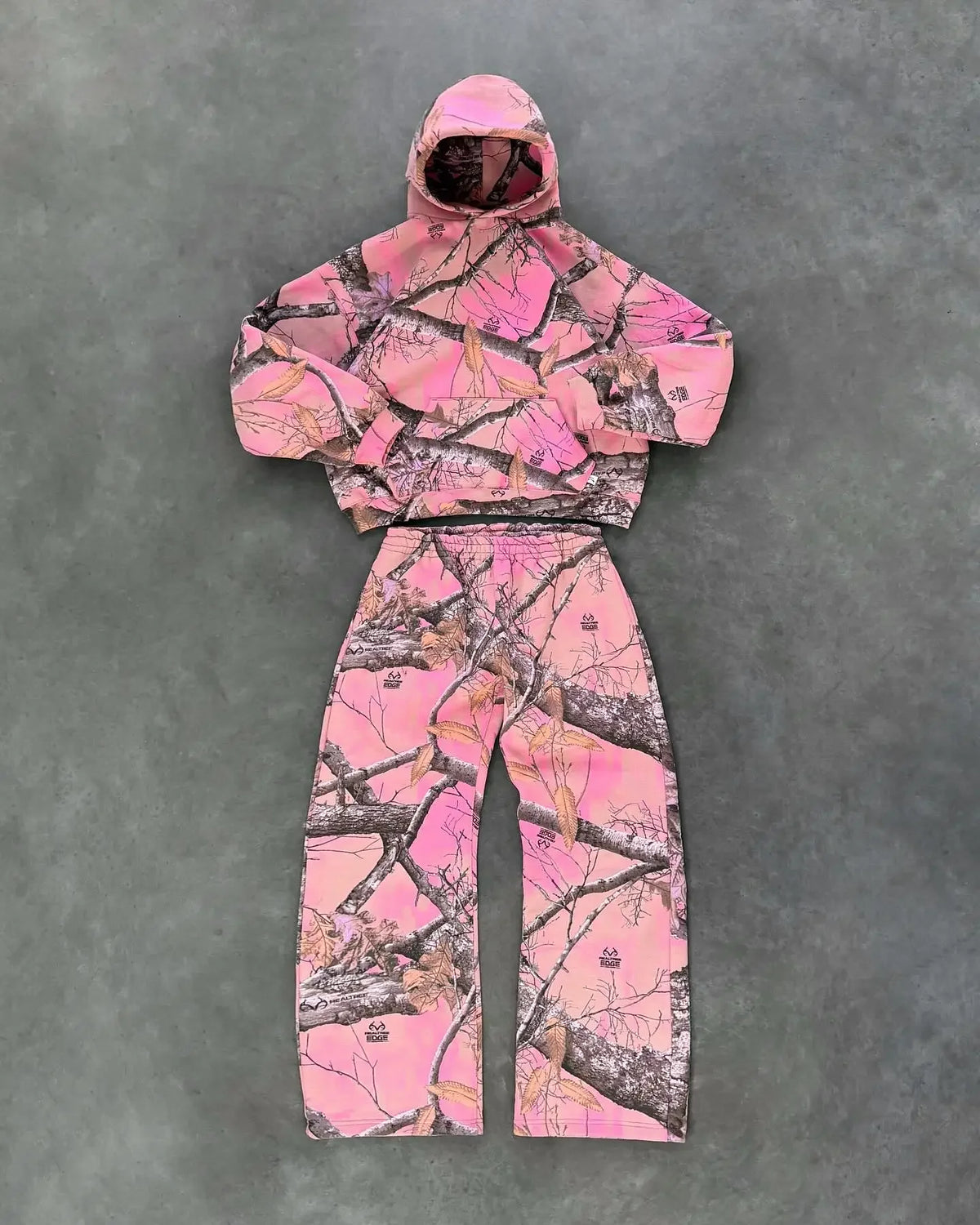 Leaf Camouflage Print Hoodie Set