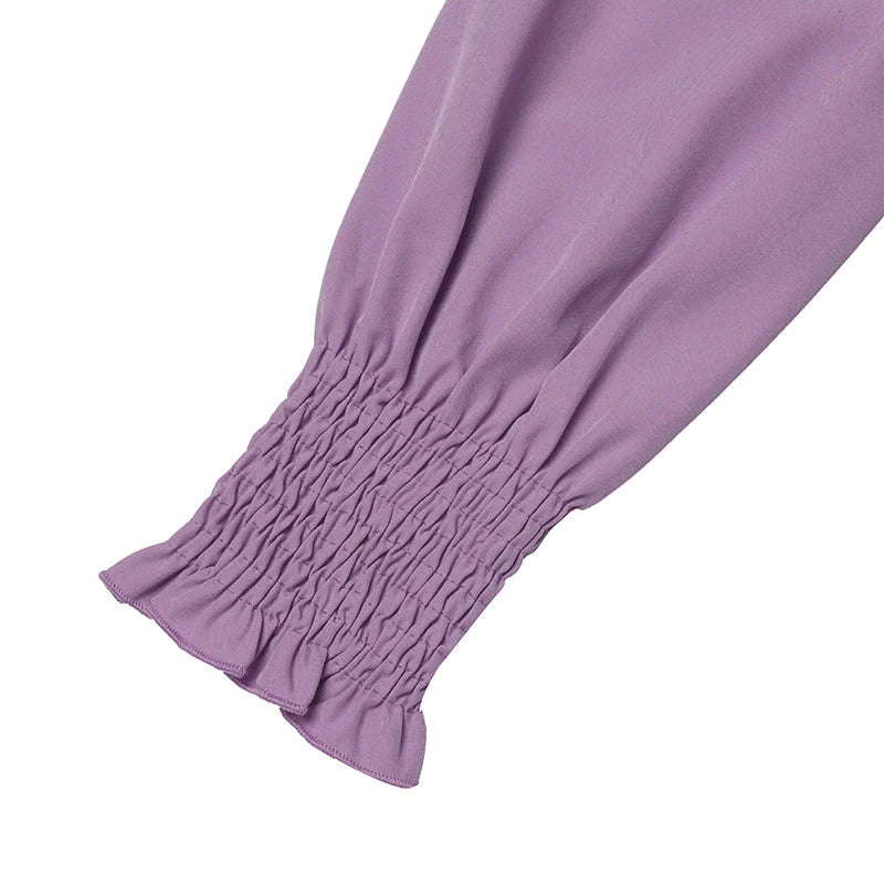 Pleated Lantern Sleeve Maxi Dress