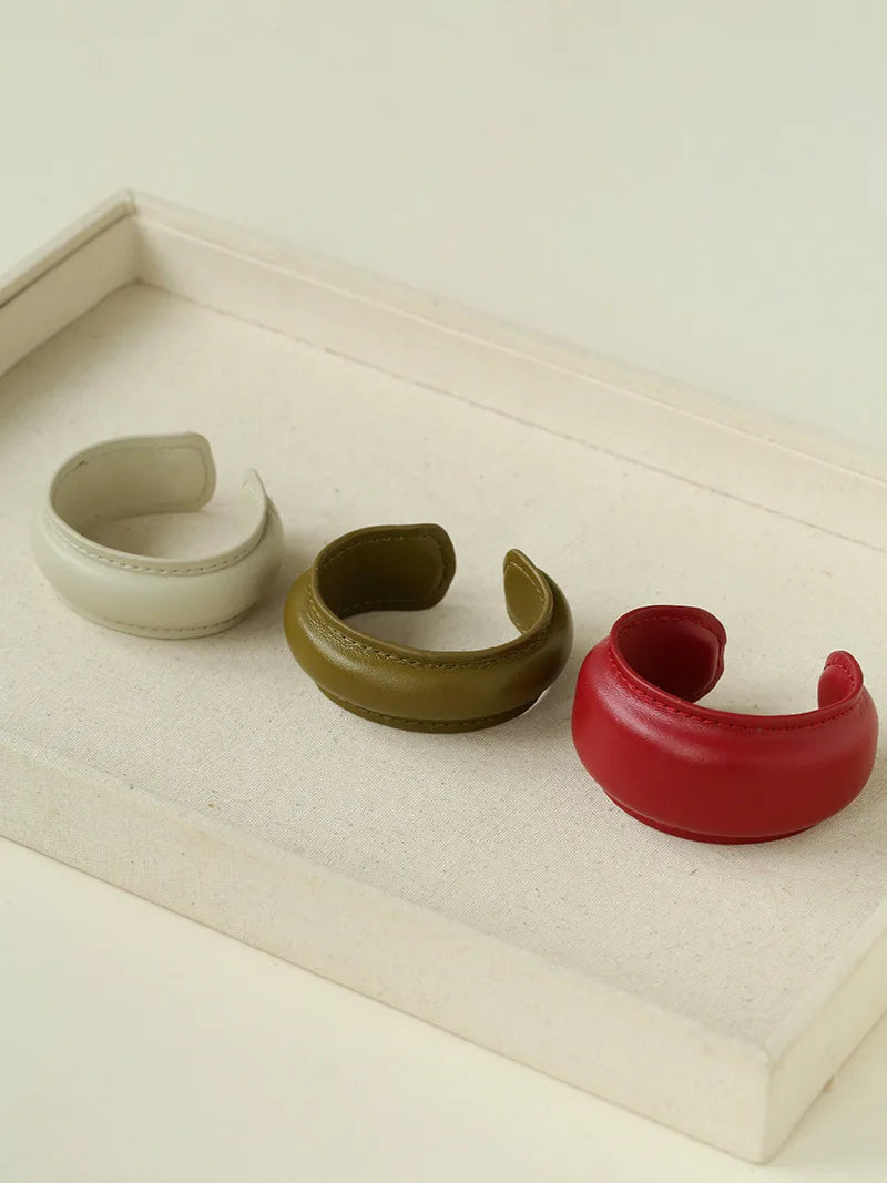 Elegant Minimalist Leather Wide Cuff Bracelet for Women
