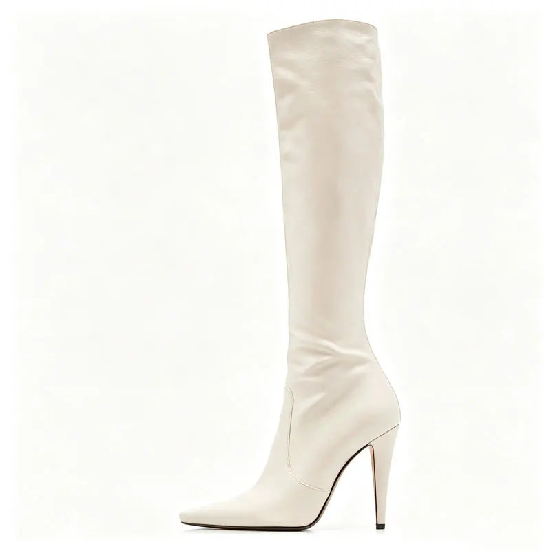 Pointed Toe Knee High Stiletto Heeled Boots for Women