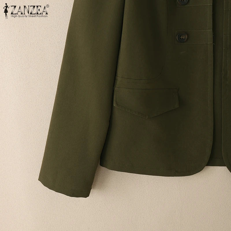 Lightweight Mandarin Collar Open Front Jacket for Women