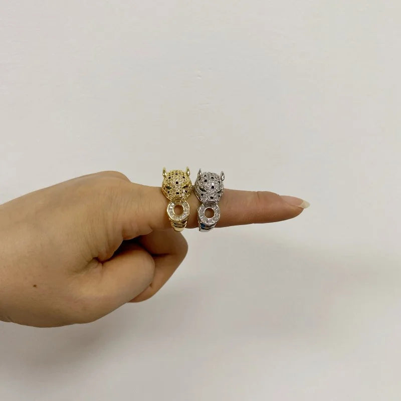 Leopard Pave Bracelet and Ring Jewelry Set for Women