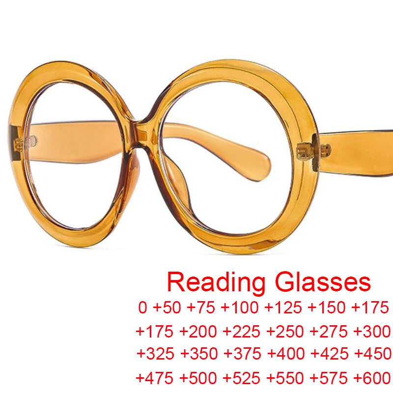 Fashionable Blue Light Round Frame Reading Glasses for Women