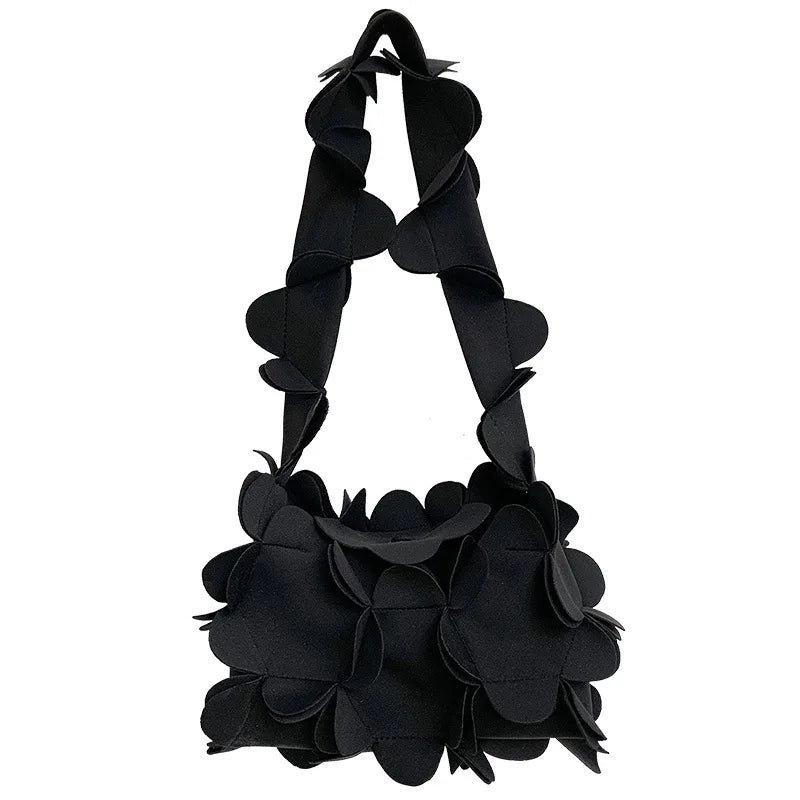 Korean Style 3D Flower PU Leather Shoulder Bag for Women