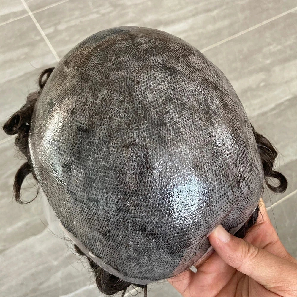 Curly Human Hair Toupee Replacement System for Women