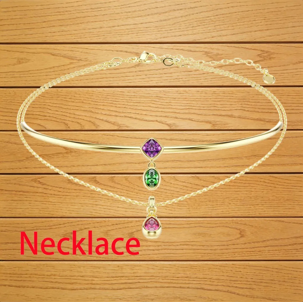 Elegant Bridal Zirconia Jewelry Set with Necklace and Earrings for Women
