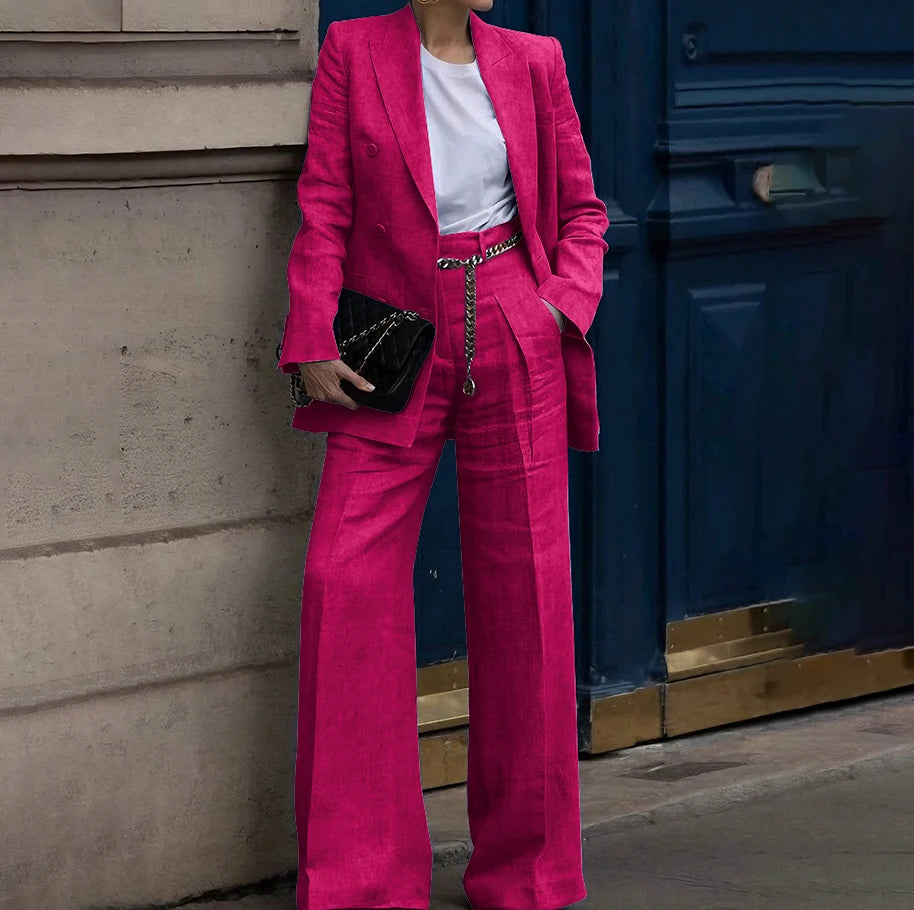 Double Breasted Classic Two Piece Suit Set for Women