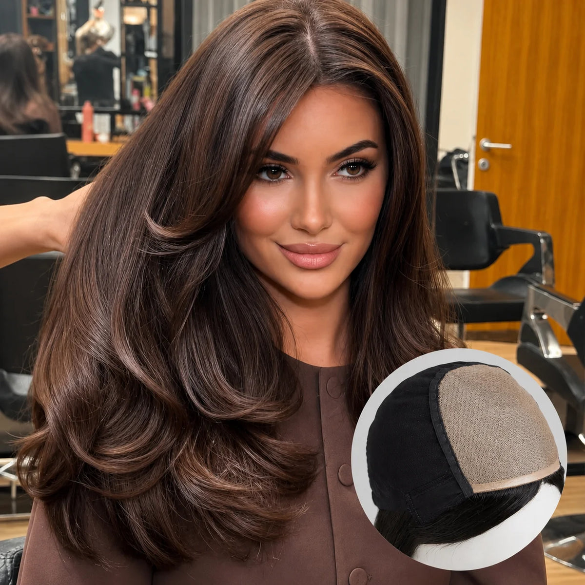 Natural Breathable Silk Base Wig With Air Bangs For Women
