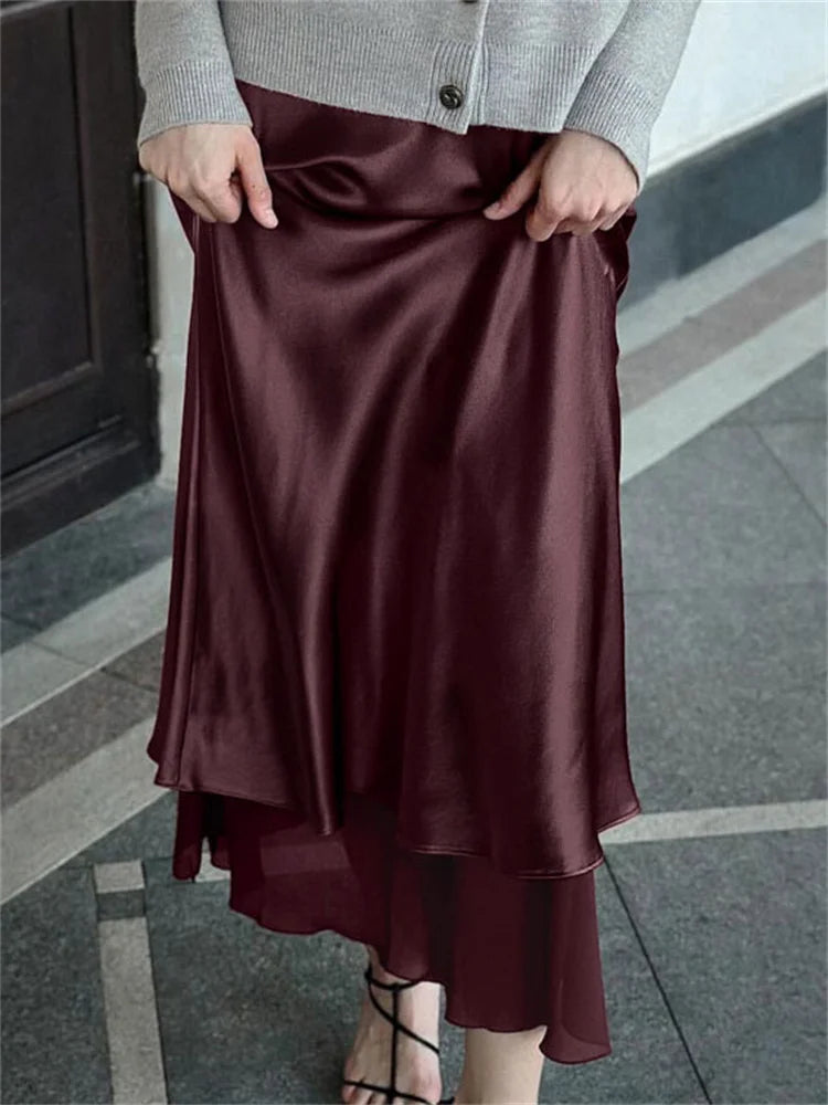 Draped Satin Maxi Skirt