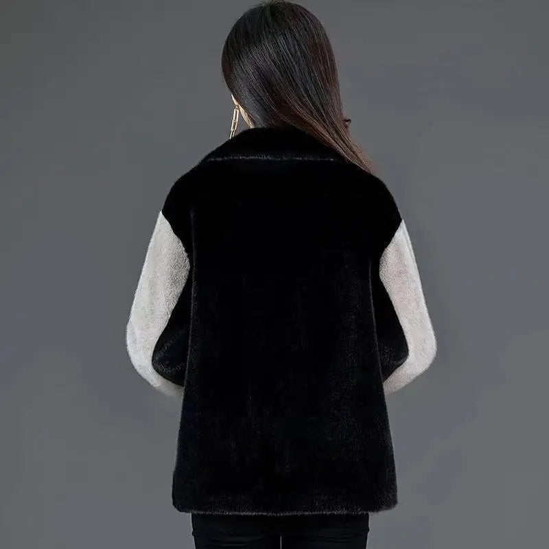 Women Coat Faux Fur Coats Biker Jackets Belt Pocket Turn Down Collar Long Sleeves Zipper Fly Loose Streetwear 2025 Autumn Winter