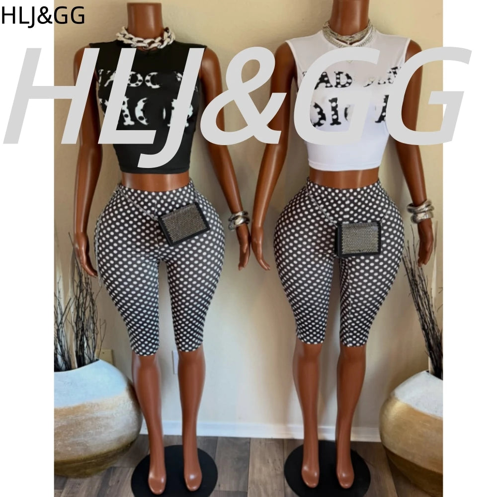 Chic Polka Dot Letter Print Two Piece Set for Women