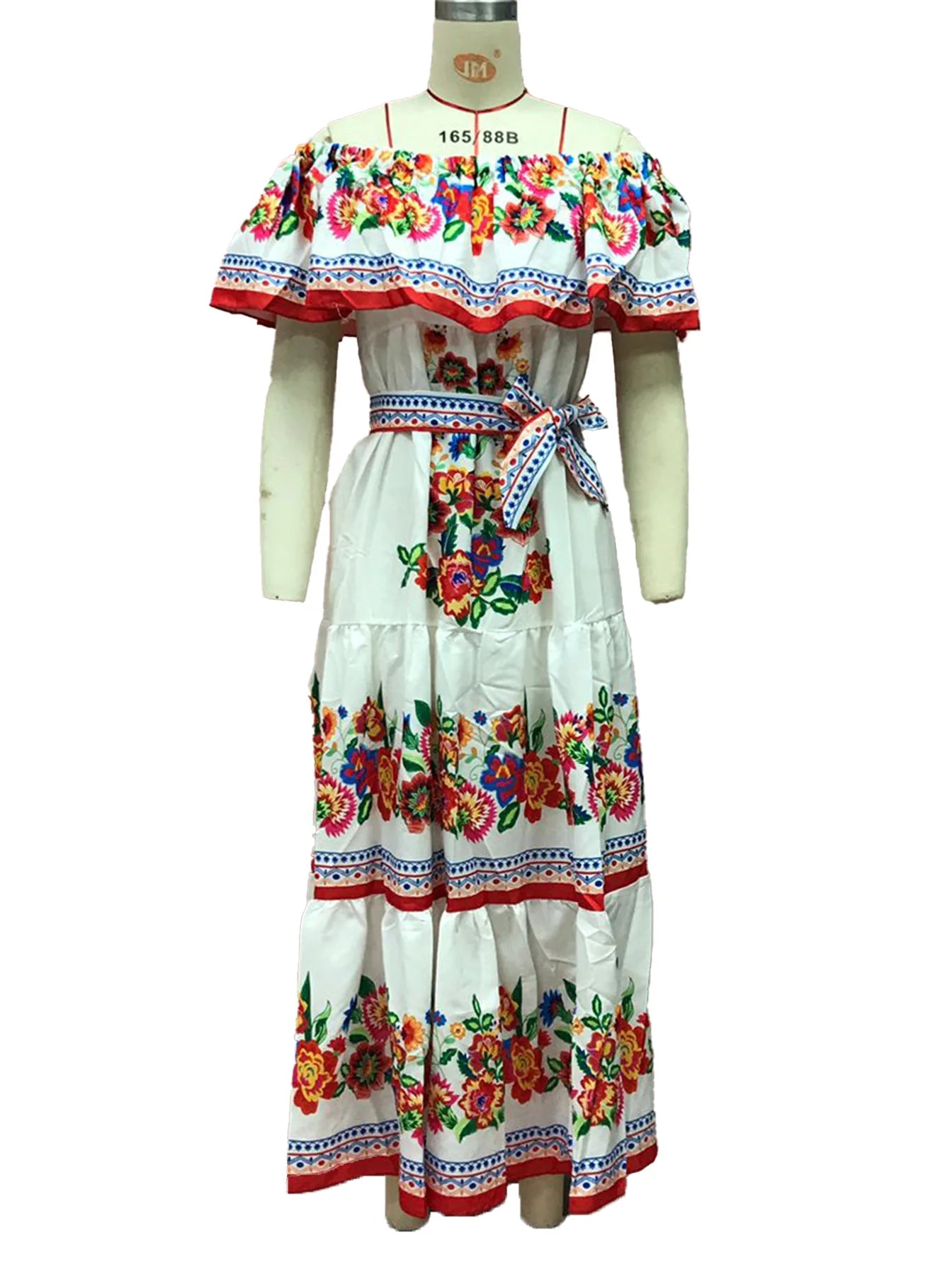 Floral Print Off Shoulder High Waist Dress for Women