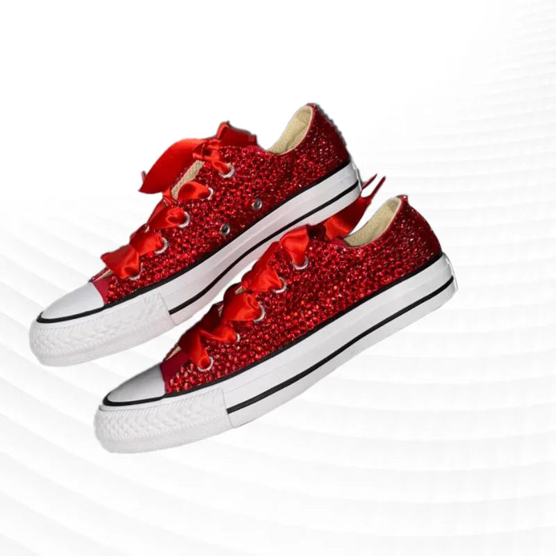 Crystal Embellished Low Top Canvas Shoes for Women