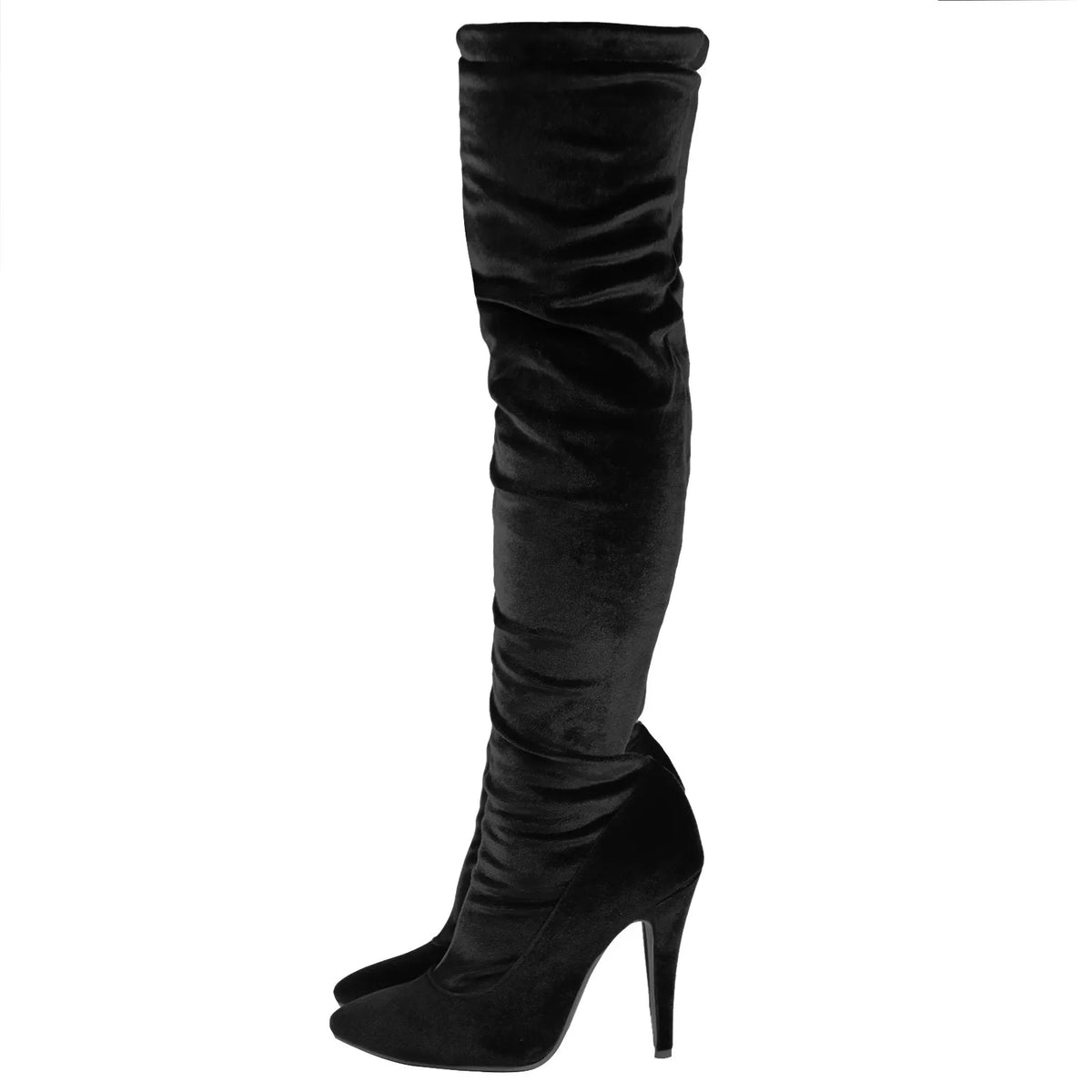 Velvet Pointed Toe Over The Knee Stiletto Boots for Women