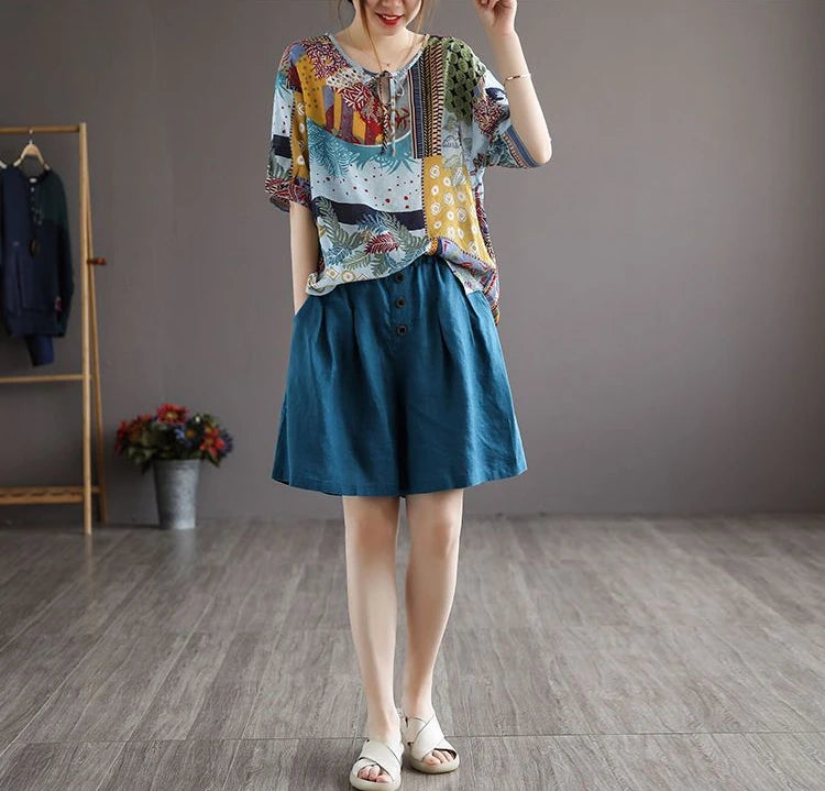 Short Pants Woman Bermuda with Waist Pocket Knee Length Mid Cotton Half Shorts for Women Elastic Linen Trend 2025 Kpop Wholesale