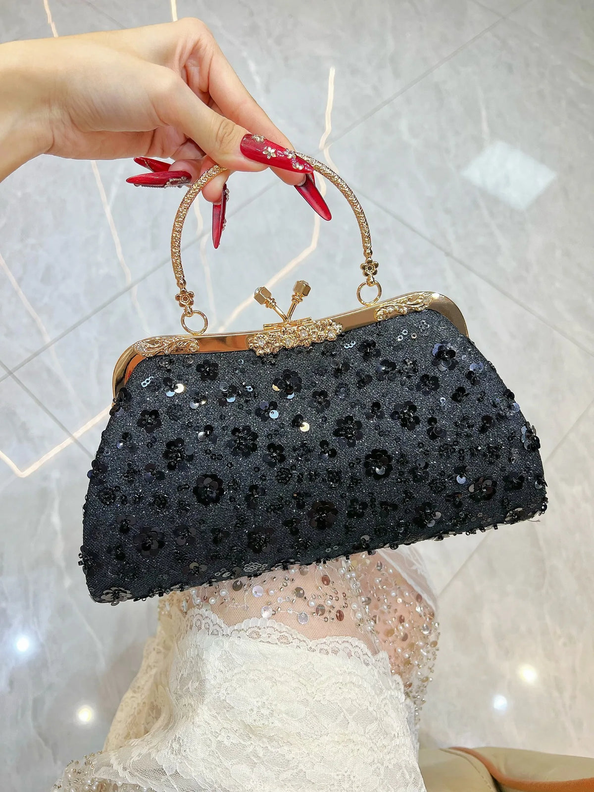 New Dinner Handbag Sequined Diamond Dinner Party Women's Handbag Luxury Brand Fashion Trend Women's Shoulder Crossbody Bag