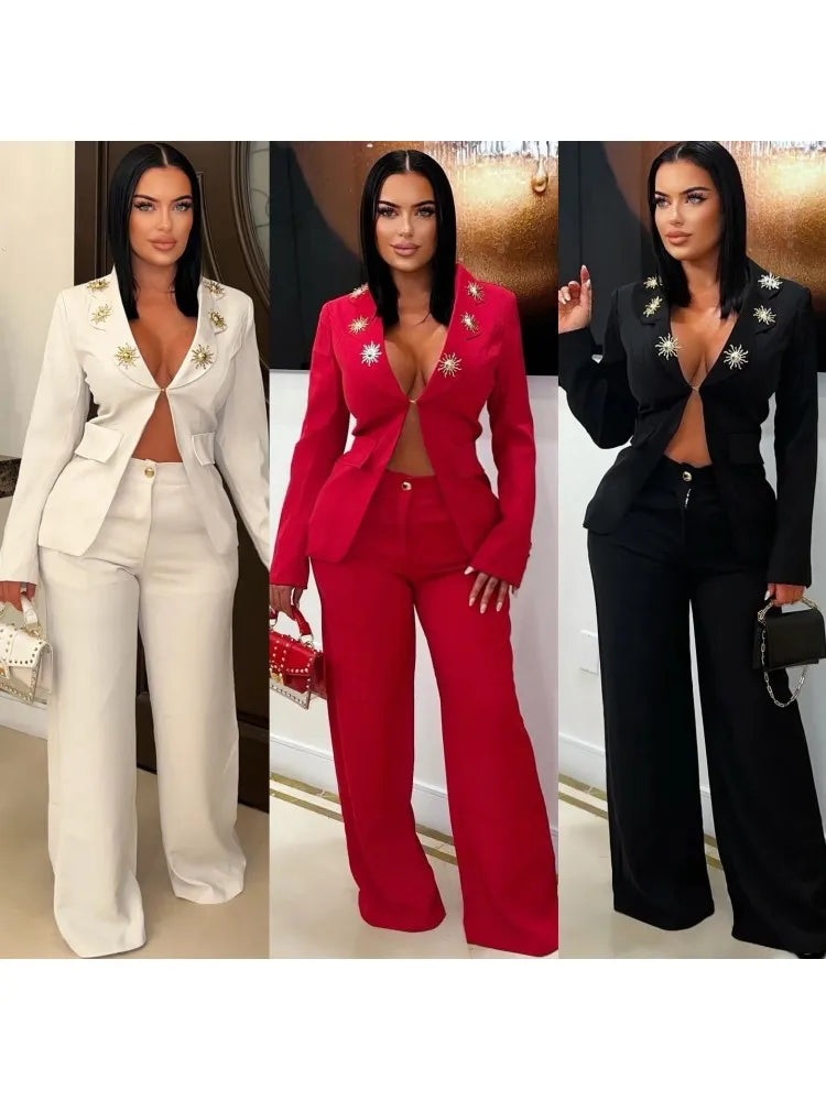 African Print Blazer And Pants Two Piece Set For Women