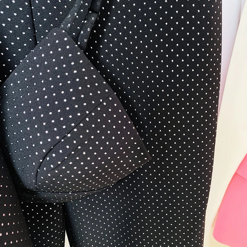 HIGH QUALITY New Fashion 2024 Designer Blazer Suit Set Women's Single Button Diamonds Beaded Camis Blazer Pants Suit 3pcs Set