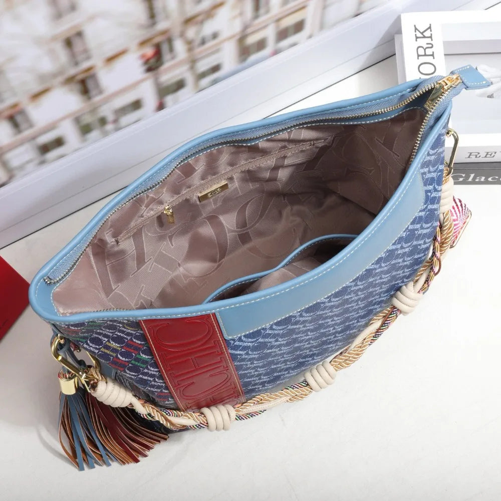 Textured Letter Print Tote And Crossbody Bag for Women