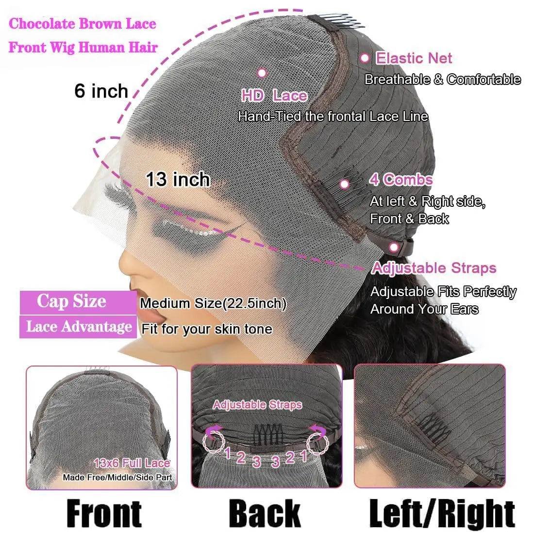 Pre Plucked Deep Wave Brazilian Human Hair Wig For Women