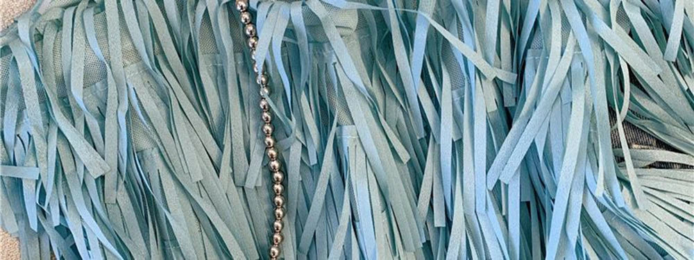 Chic Blue Fringe Tassel Halter Summer Top for Women
