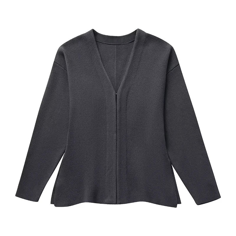 Elegant Knit Two Piece Set With Front Cutout and V Neck For Women