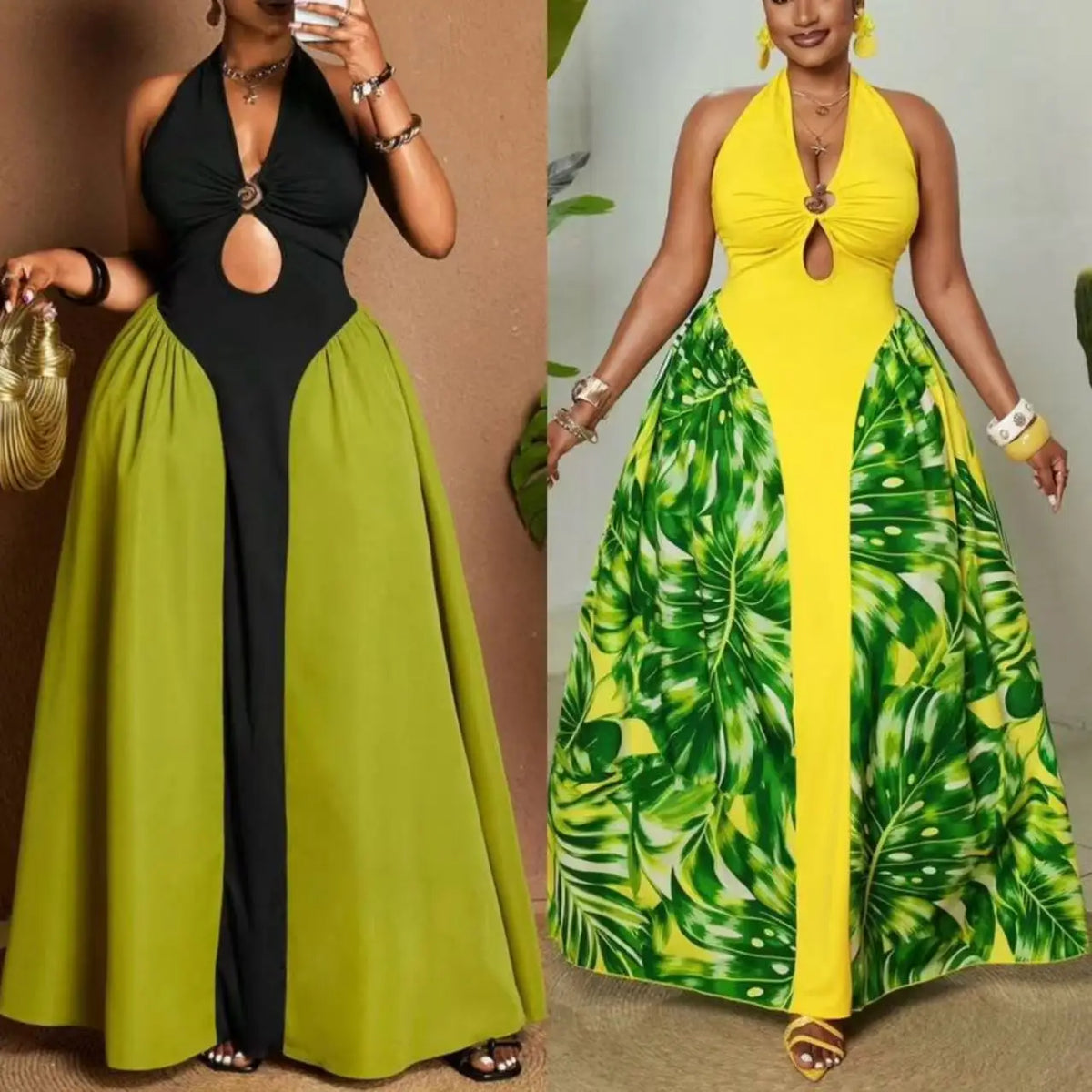 Elegant Sleeveless African Dashiki Maxi Dress for Women