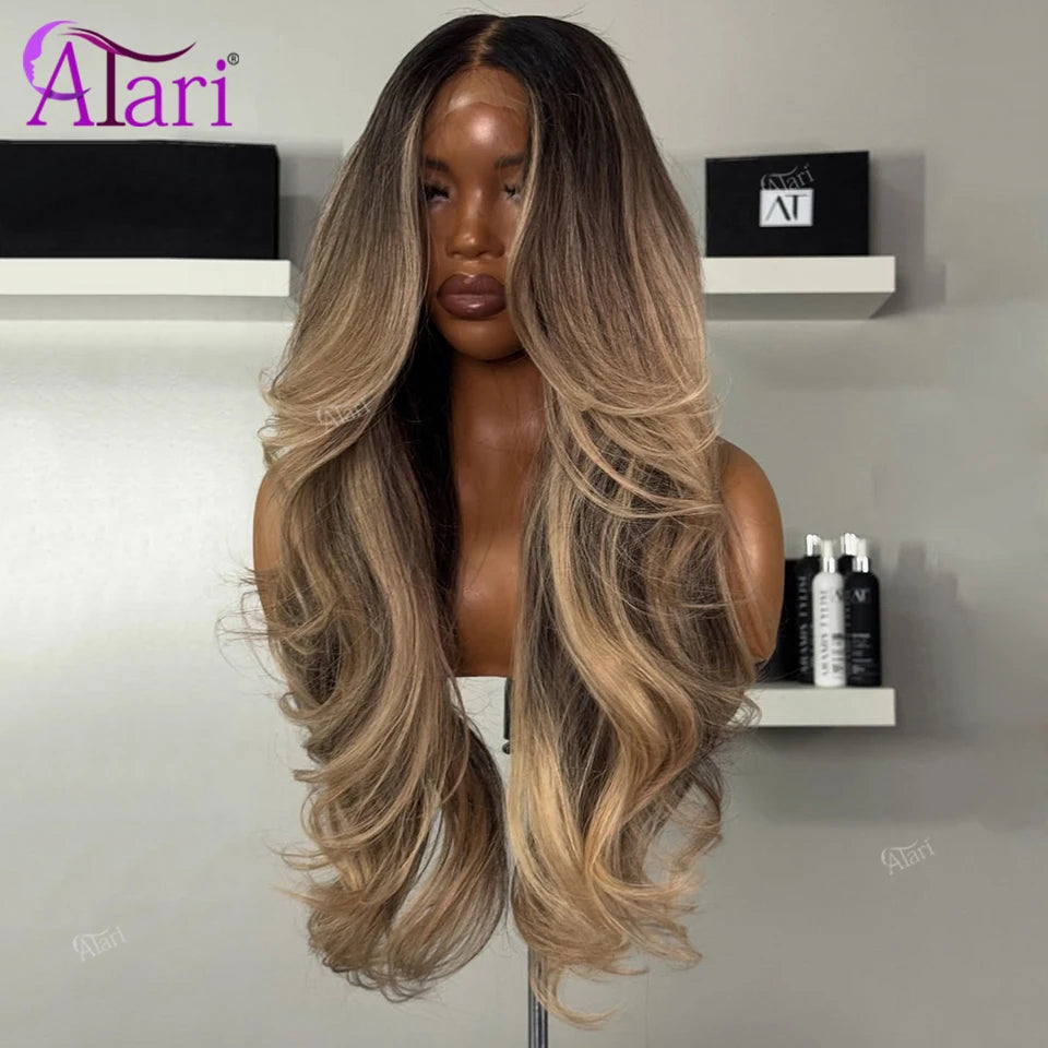 Highlighted Body Wave Human Hair Wig
