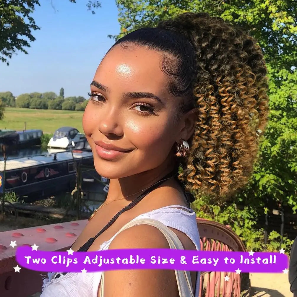 Premium Clip In Curly Afro Puff Hairpiece for Women
