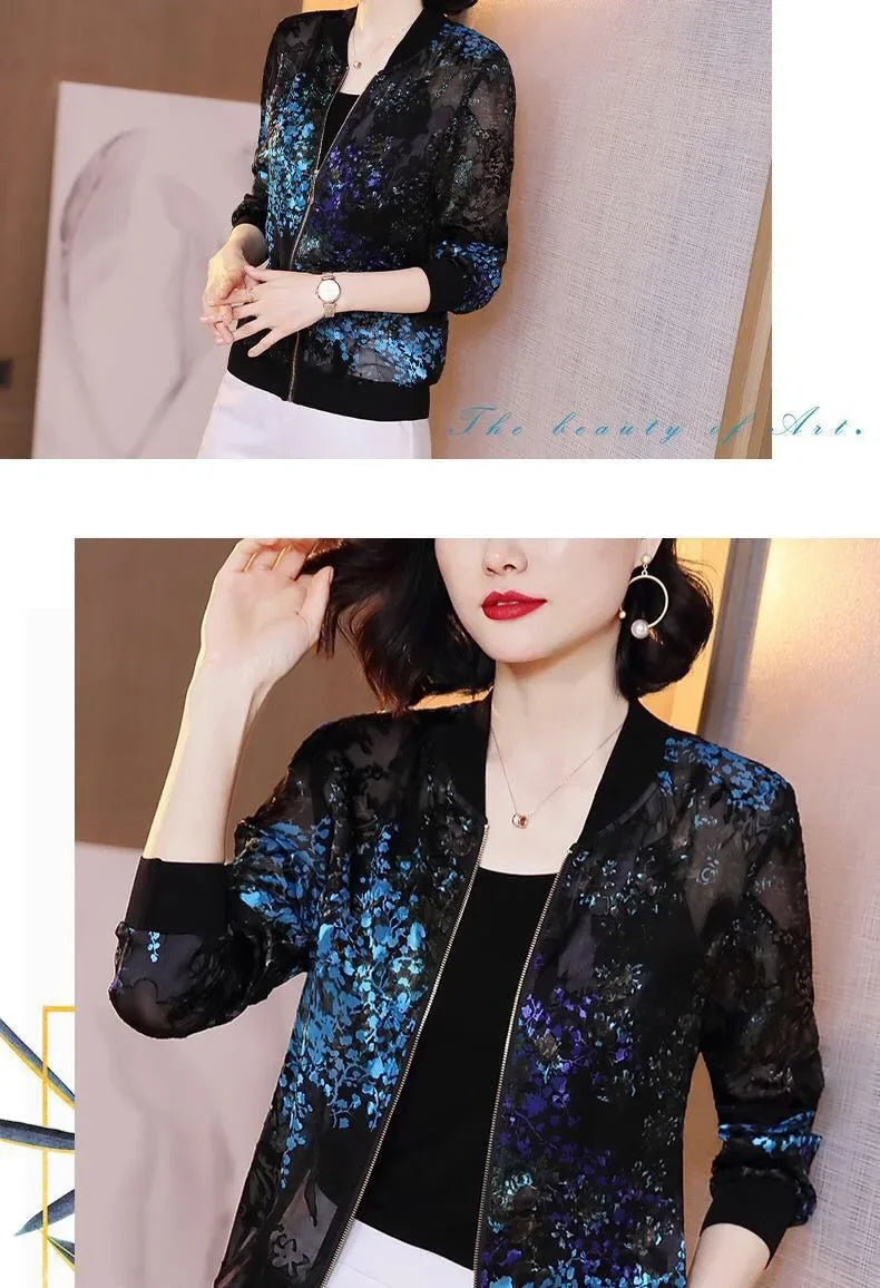 Spring Autumn Summer New Loose Long Sleeve Chiffon Women's Jacket Small Fragrance Style Sunscreen Clothing Middle East Fashion