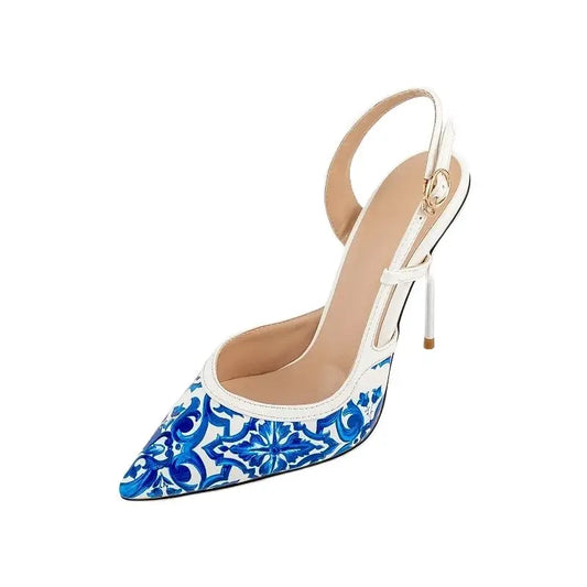Floral Print Stiletto Sandals Open Toe