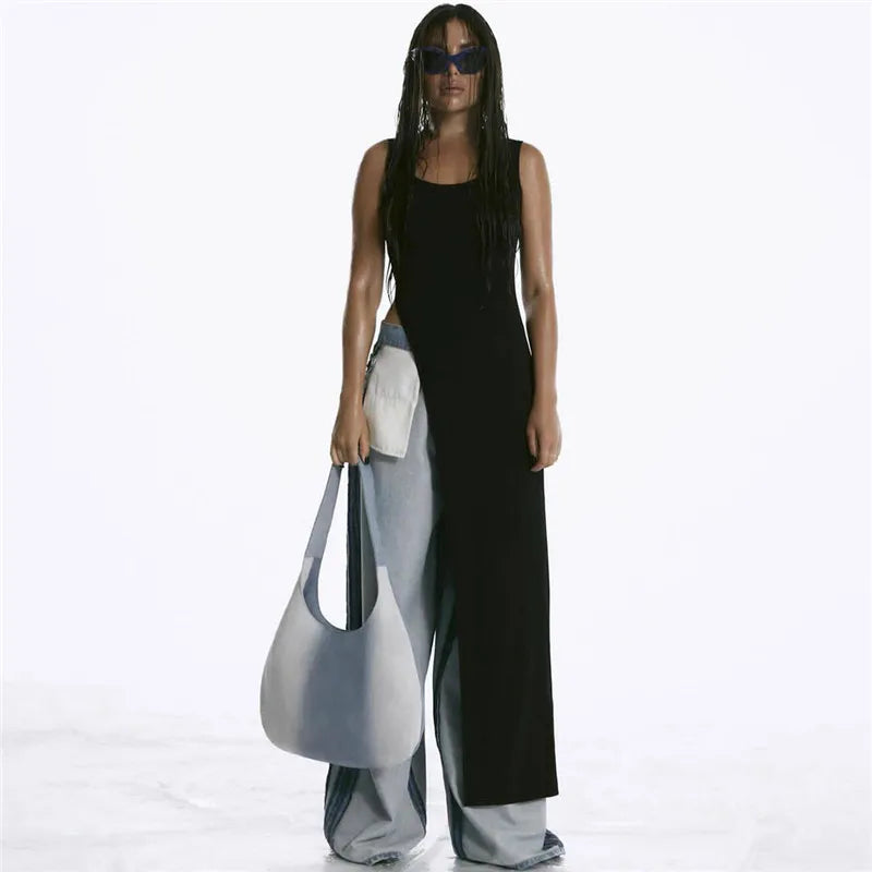 Elegant Asymmetrical High Slit Maxi Dress for Women