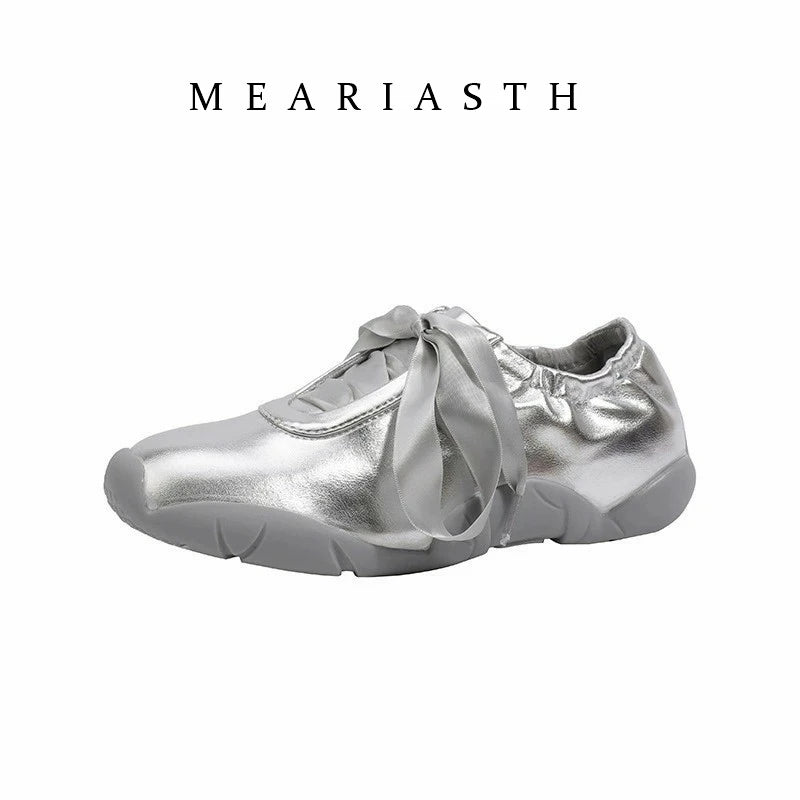 Round Toe Soft Sole Lace Up Casual Ballet Flats For Women