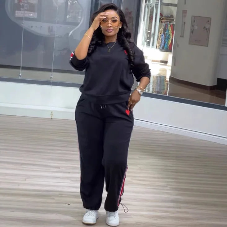 Casual Matching Two-Piece Jogger Tracksuit Set for Women