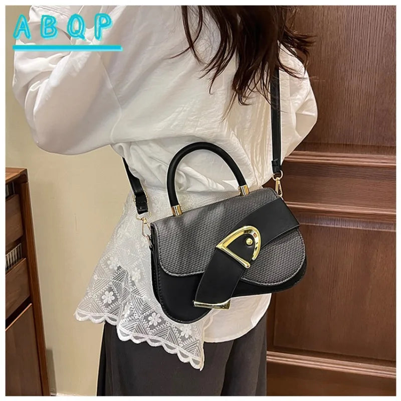 Women's Elegant Minimalist Shoulder Bag Golden-Tone Hardware Adjustable Strap Formal Purse Durable Handbag Fashionable Tote