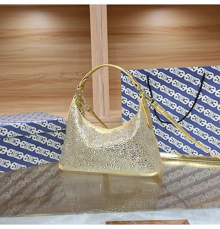 Large Capacity Rhinestone Evening Handbag for Women