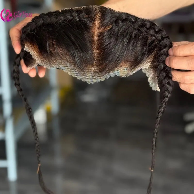 High Quality 12 Inch Ear To Ear Braided Hairpiece Bleached Knot Full 13x4 Lace Frontal Human Hair Extension Easy To Wear Natural