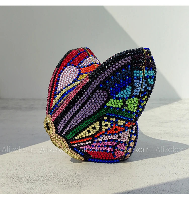 Alizekerr Butterfly Diamond Evening Bags Women 2025 Luxury Designer Gorgeous Rhinestone Clutch Purses And Handbags Wedding Party