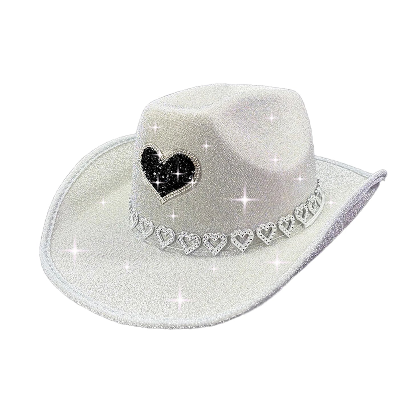 Glitter Rhinestone Western Wide Brim Cowgirl Hat for Women