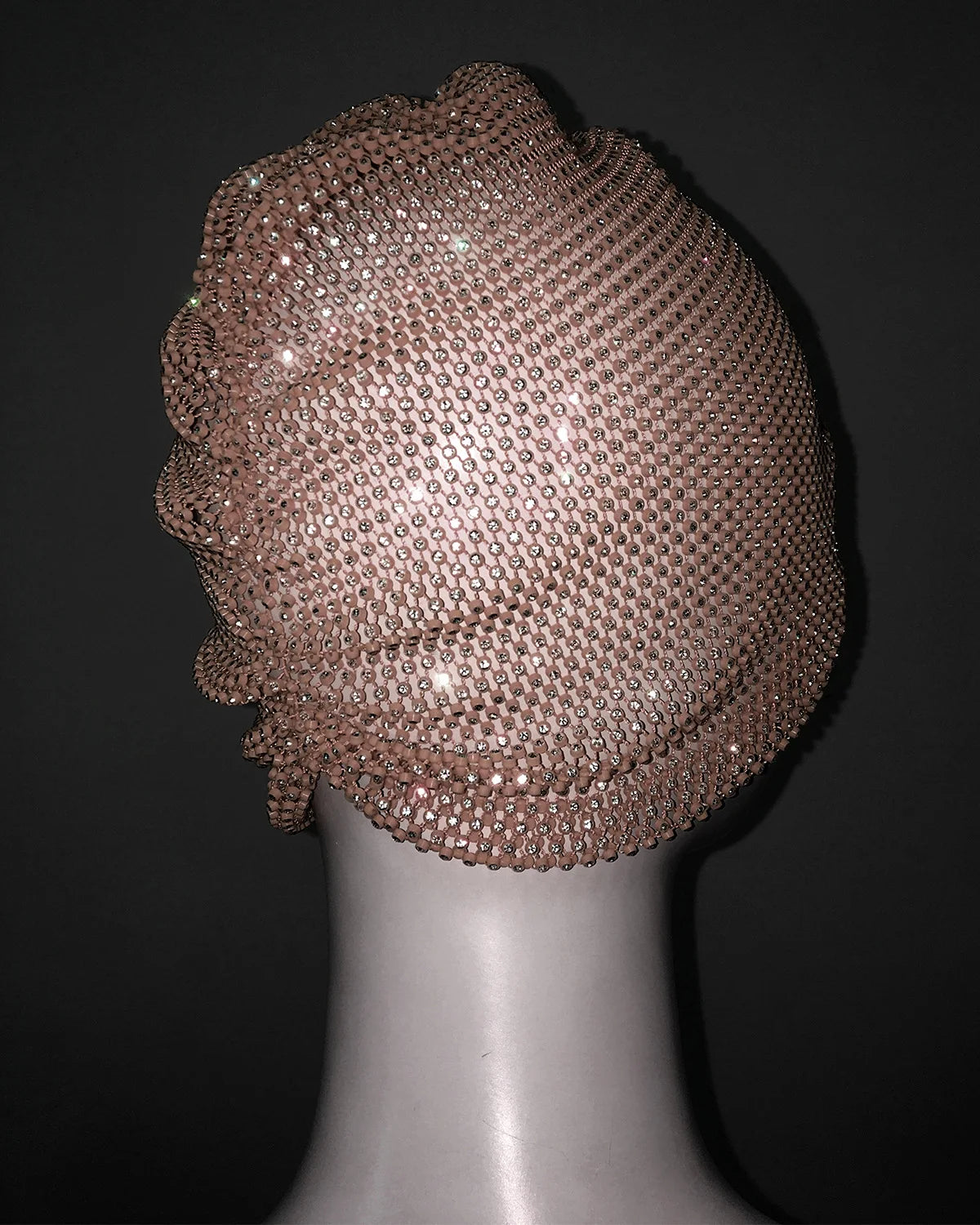 Sparkly Rhinestone Fishnet Turban Head Wrap for Women