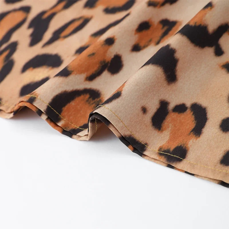 Leopard Print Open Back Sleeveless Mini Dress For Women