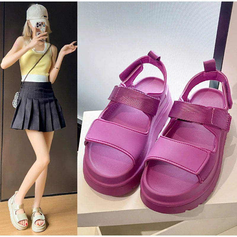 Brand Open Toe Thick-soled Sandals For Women Casual High Quality Fashion Comfort Thick-soled Shoes New Velcro Buckle Sandals