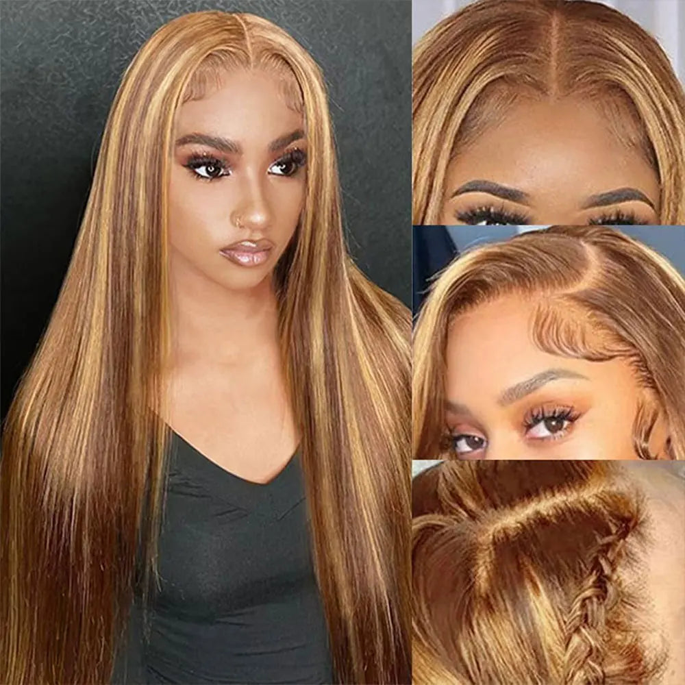 Ombre Straight Human Hair Lace Front Wig for Women