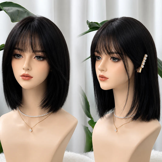 Air Bangs Straight Bob Wig