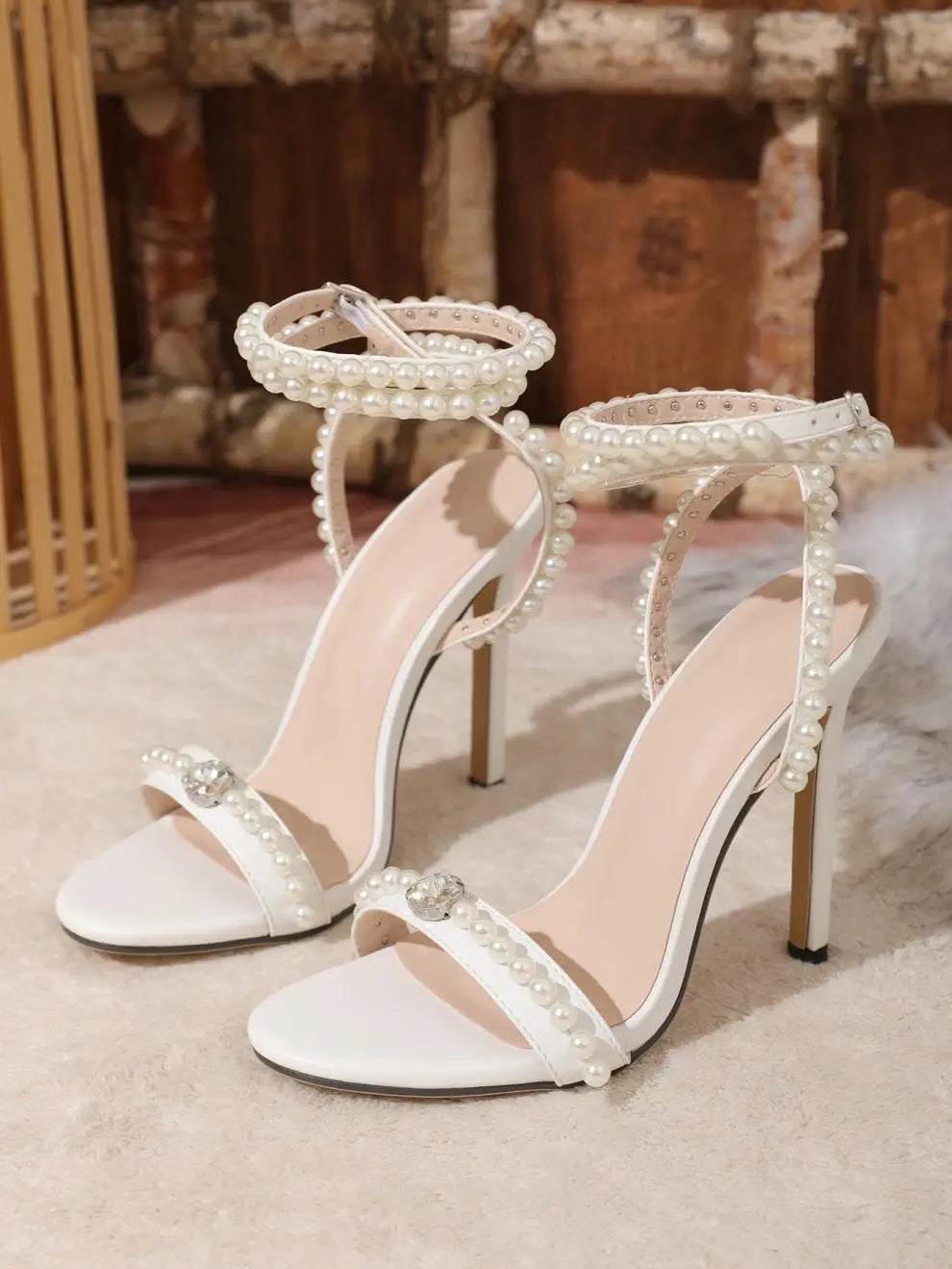 Open Toe String Bead Sandals With Buckle Strap For Women