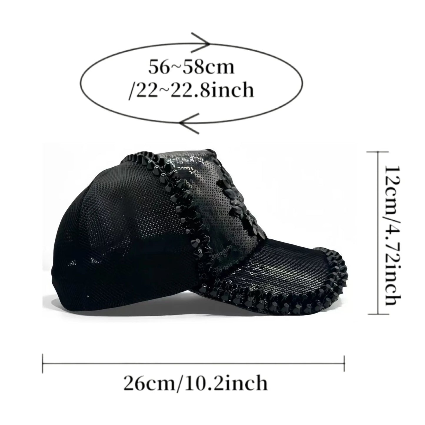 Black Luxury Steampunk Rhinestone Baseball Cap for Women