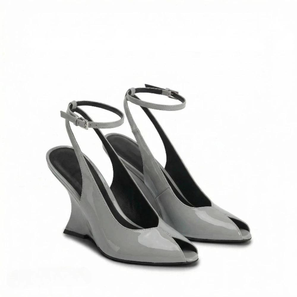 Elegant French Style Buckle Wedge Sandals for Women